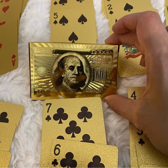Deck of Gold Foil Benjamin Money Playing Cards - Picture 4 of 11